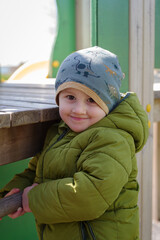 Boy playing on playground