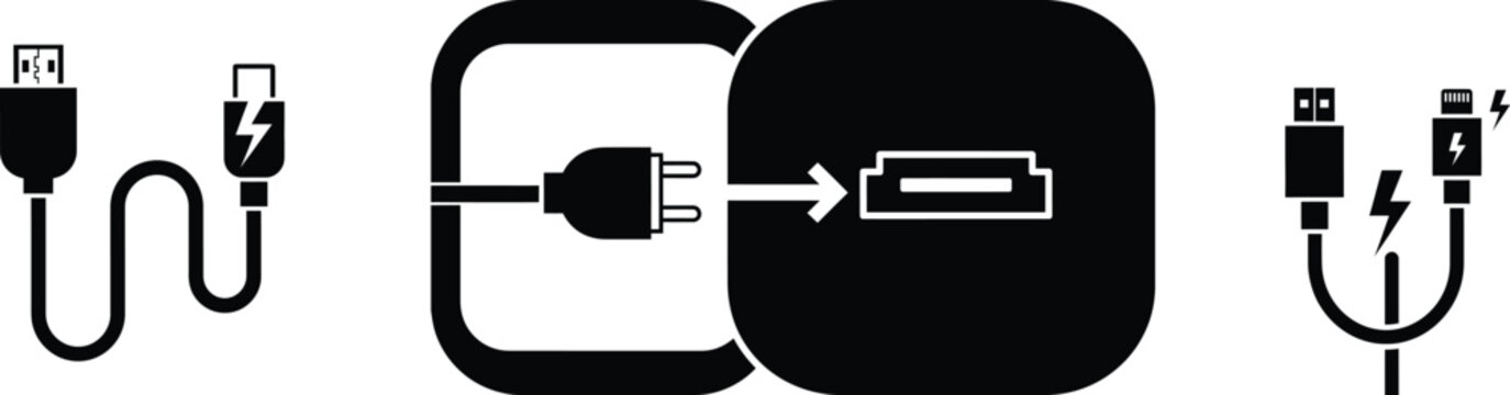 Usb flash drive and cable illustration