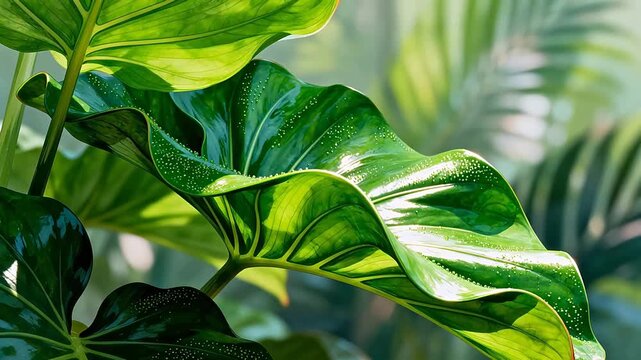 Closeup of vibrant green leaf