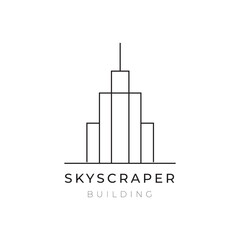 skyscraper construction minimalist  logo design vector