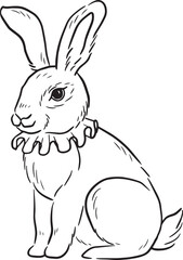 Fototapeta premium Cute vintage bunny vector line-art