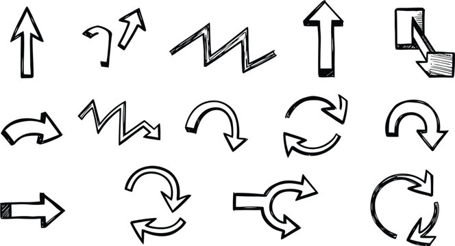 hand drawn arrows pointing in various directions for navigation and design