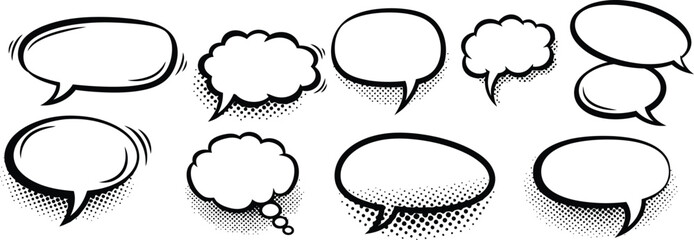 Fototapeta premium speech bubbles with various shapes and shading effects for comic book illustrations
