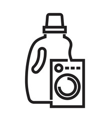 Laundry detergent icon in bold line, with washer
