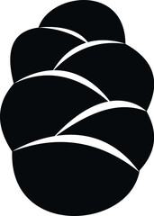 Fototapeta premium Braided challah bread loaf presented as a black minimalist icon