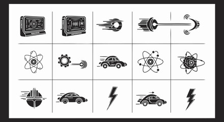 Fototapeta premium Set of Simple Black Technology Icons.