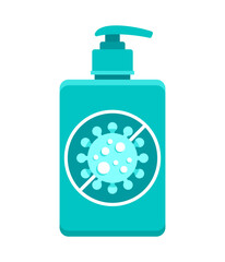Hand sanitizer bottle in flat colors icon