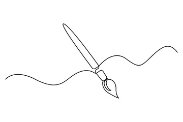 Obraz premium Continuous one line drawing of paint brush and palette creative art concept illustration 