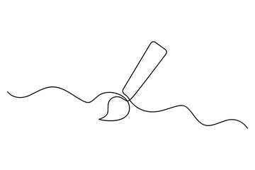Obraz premium Continuous one line drawing of paint brush and palette creative art concept illustration 
