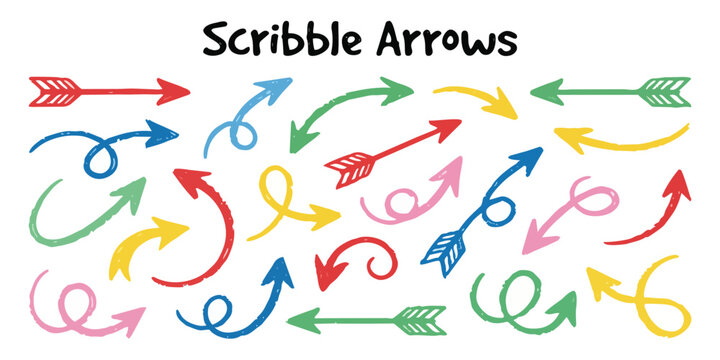 Colorful scribble arrows collection