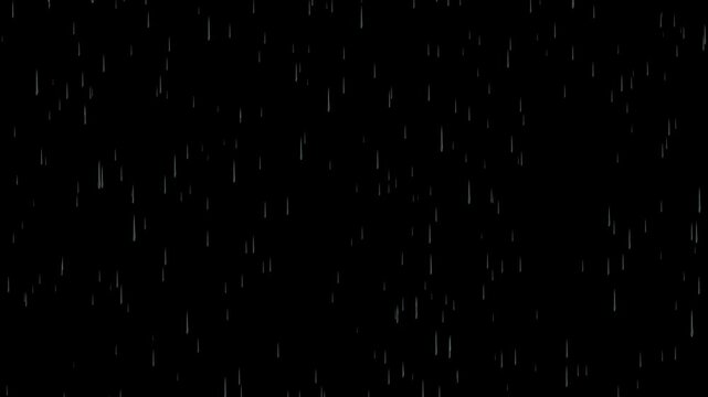 rainfall reallistic rain falling alpha channel animation, nature weather rain drops overlay isolated on transparent motion design element