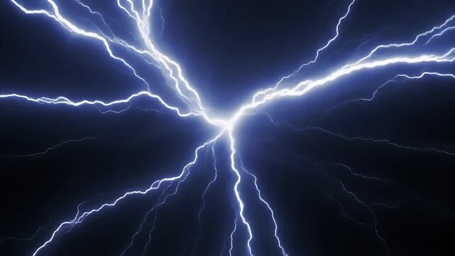 Electricity flashes intensely in a dramatic lightning storm viewed from above