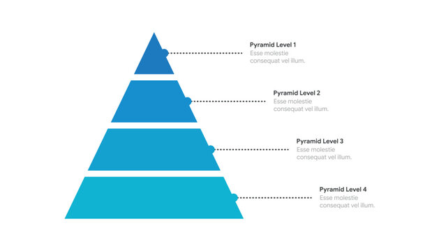 Flat Blue Pyramid Infographic Diagram With 4 Levels