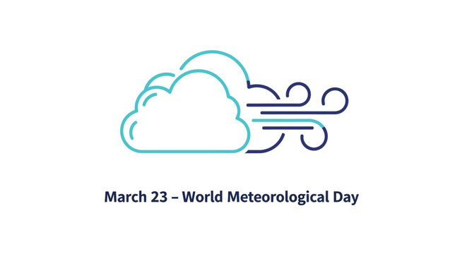 World Meteorological Day graphic with cloud and wind icon