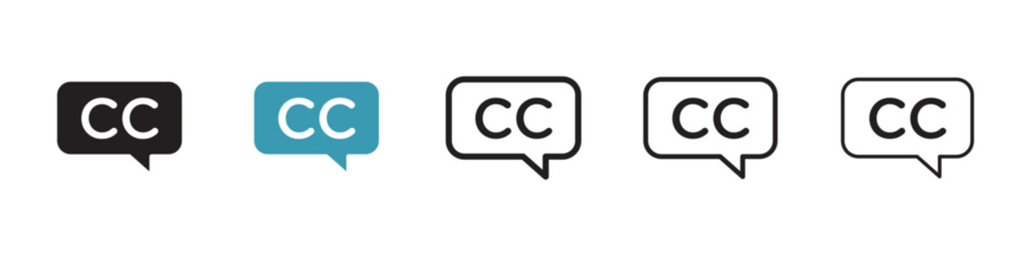 Closed caption icon in flat style. Basic vector symbol illustration