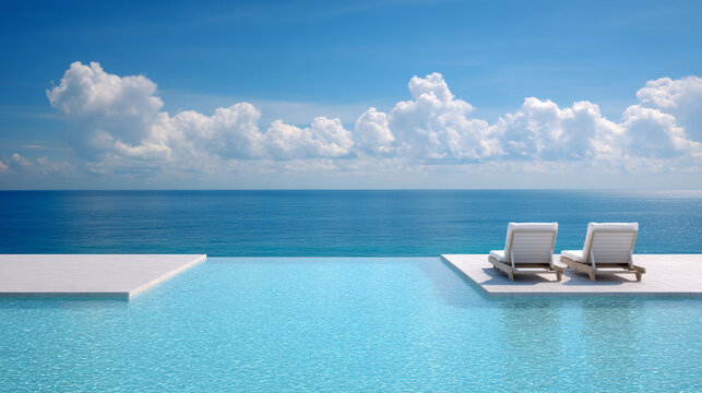 Luxury Infinity Pool with Ocean View and Loungers