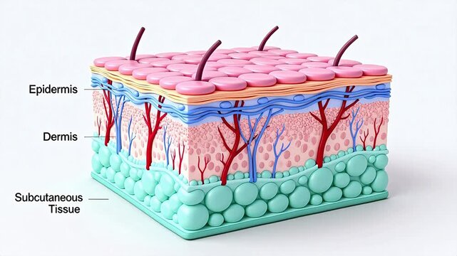 Human skin layers cross section