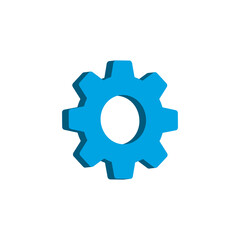 Fototapeta premium 3D Cyan Blue Gear Settings Icon – Modern Cogwheel Symbol for Configuration, System Control, Preferences & Technology Interface – High Resolution PNG Transparent Background