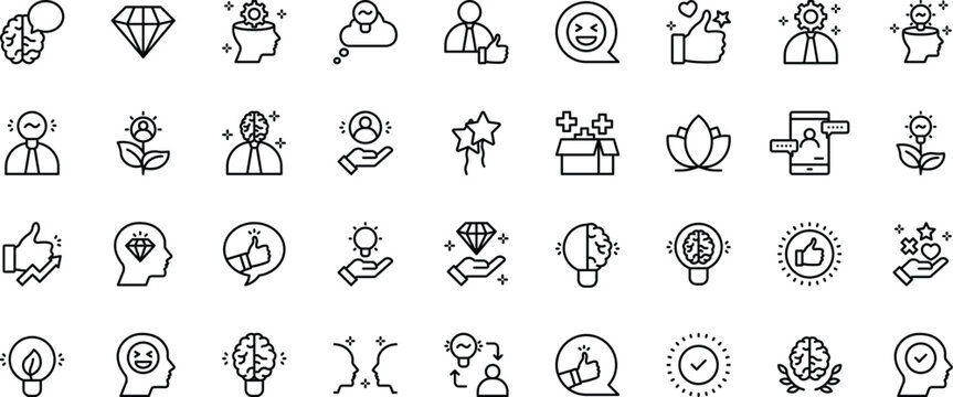 Positive thinking icon set. Vector