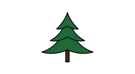 Fototapeta premium Simple christmas tree vector illustration, evergreen pine with green branches and brown trunk, perfect for holiday season designs