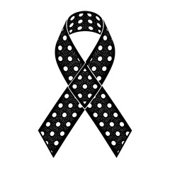 Black and white polka dot ribbon symbolizing awareness or solidarity
