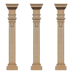 Elements of architectural decorations of buildings, columns and capitals, gypsum moldings, wall textures and patterns. On the streets in Barcelona, public places. © Kozlik_mozlik