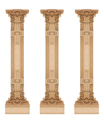 Elements of architectural decorations of buildings, columns and capitals, gypsum moldings, wall textures and patterns. On the streets in Barcelona, public places. © Kozlik_mozlik