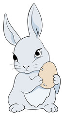 Obraz premium Easter bunny. Cute Girlish bunnies for kids. Rabbit or hare, spring festive animal. Hand Drawn holiday decent vector character