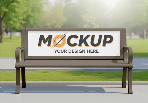 Park Bench Advertisement Backrest Mockup