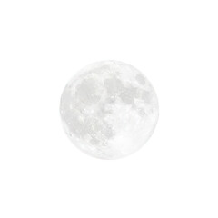 Naklejka premium Full moon on white background, lunar surface