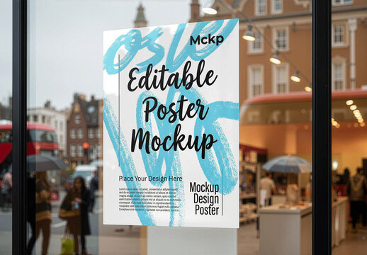 Shop Window Poster Mockup