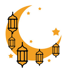 Fototapeta premium Ramadan Crescent Moon Lanterns