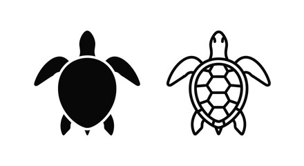 Two turtle depictions one solid and one outlined a contrasting silhouette © MD
