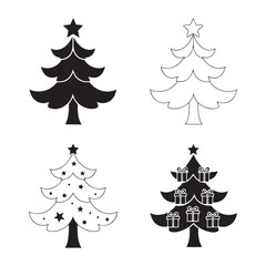 Obraz premium Four Unique Interpretations of the Classic Christmas Tree