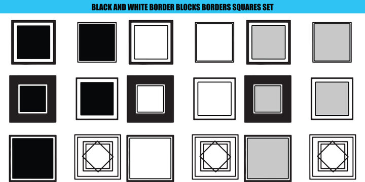 Black white grey square borders frames
