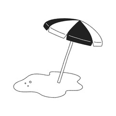 シンプルな手描きのビーチパラソル