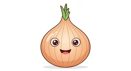 Cute Friendly Onion Mascot Illustration with Soft Pastel Gradients on a Clean White Background