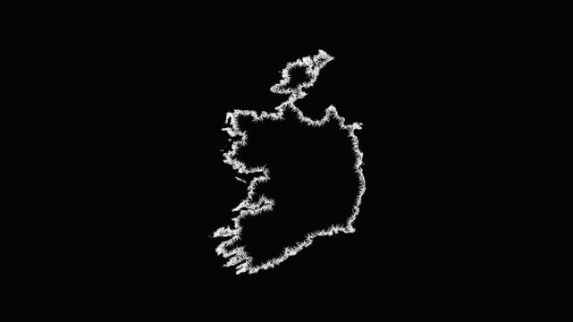 Sketch Ireland outline map animation - smooth progressive reveal