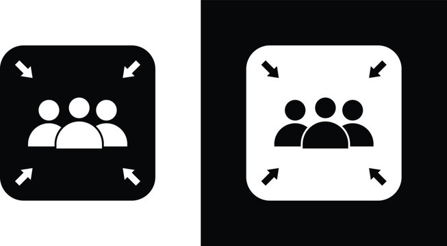 Assembly point icon pack in black and white colors