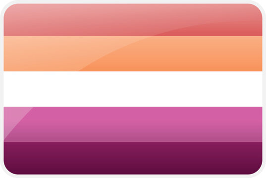 Glossy 5-Stripe Lesbian Pride Flag Illustration - Sunset LGBTQ+ WLW Identity Symbol Vector Graphic with Orange and Pink