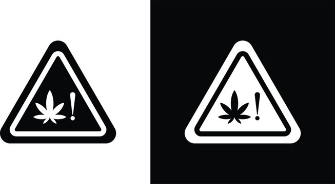Cannabis packaging warning sign pack in black and white colors