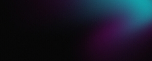 Obraz premium Abstract dark gradient background with a grainy texture, featuring a blend of teal, cyan, and purple hues, creating a modern and digital design element, for versatile graphic applications.