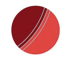 Red and Orange Cricket Ball with Gray Seams sports isolated on a transparent background
