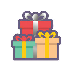Stacked gift boxes with bows and ribbons gifts isolated on a transparent background