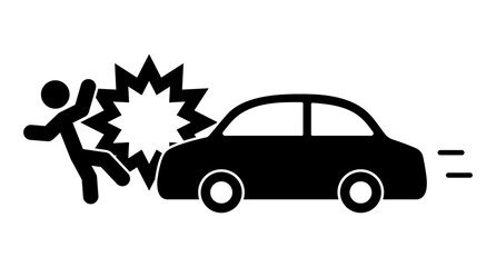 人を撥ねる車のシルエット