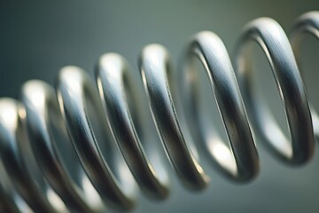 A bent metal spring resting near flowing motion graphics.
