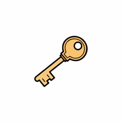 A Classic Gold Skeleton Key With A Single Bow And A Bit On A Plain White Background