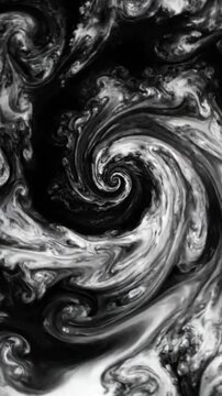 Black and white abstract fractal spiral pattern digital art