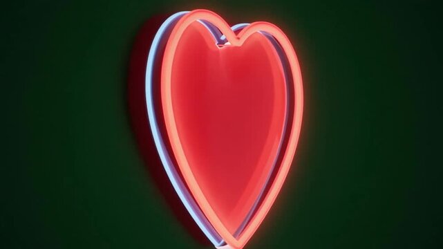 Glowing red heart neon sign on dark background for Valentine's Day or love-themed promotions