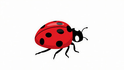 Fototapeta premium Cute red ladybug with black spots, a common beneficial insect found in gardens, depicted on a white background